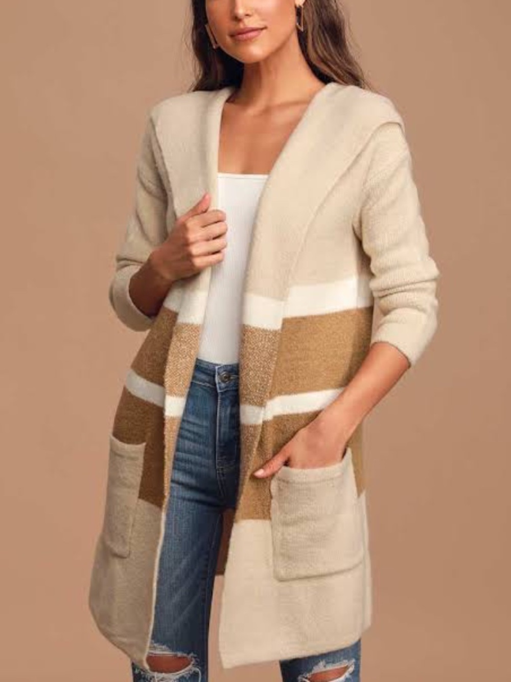 Lulus S/M Carlsbad Hooded Cardigan Sweater